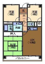 ハイツ平針(3LDK/4階)の間取り写真