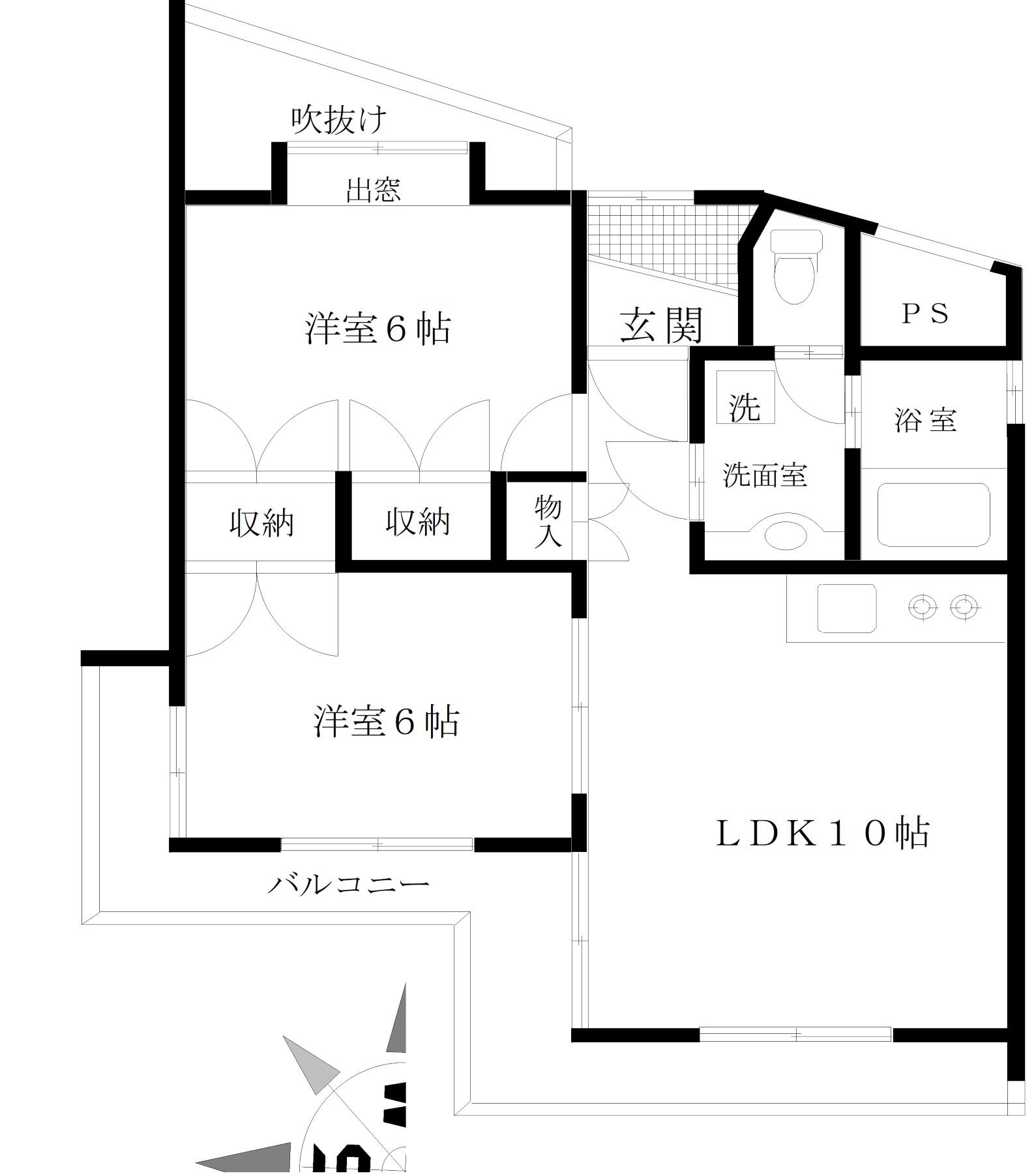 ゲミュートリヒ成城(2LDK/2階)の間取り写真