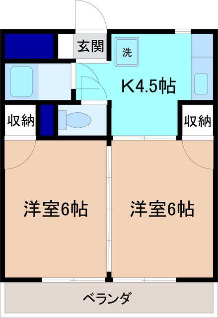 笠舞サンハイツ(2K/1階)の間取り写真