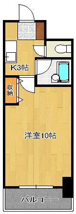 ベルメゾン三郎丸(1K/4階)の間取り写真