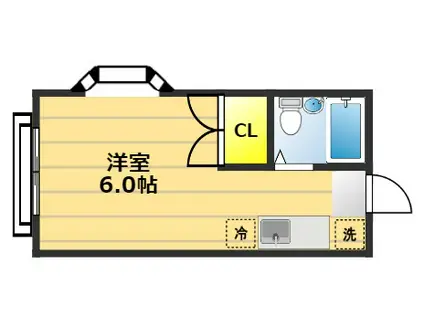 エステートピアピカル国立(ワンルーム/2階)の間取り写真