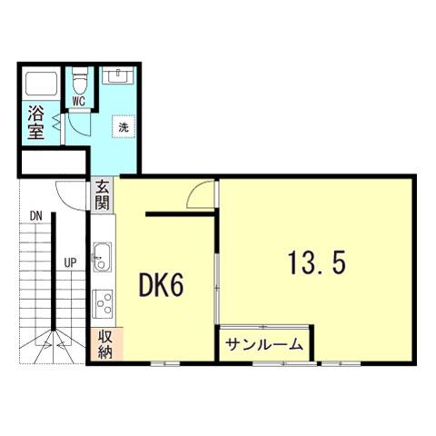 鶯橋マンション(1DK/2階)の間取り写真