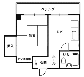 ハッピーライフ日之出(1DK/2階)の間取り写真