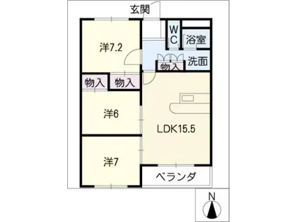 キャメル山の手(3LDK/1階)の間取り写真