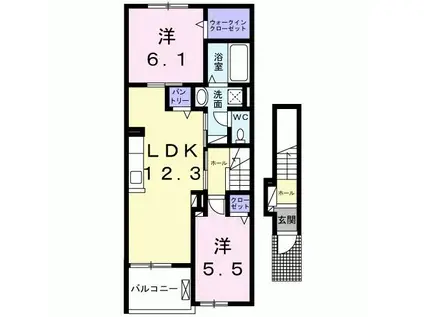 ジオウエスト(2LDK/2階)の間取り写真
