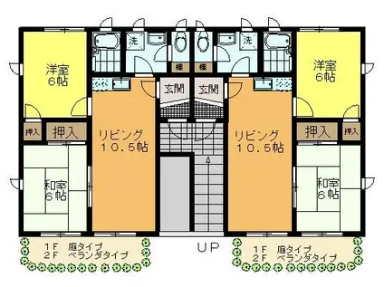スクウェア25 B棟(2LDK/1階)の間取り写真