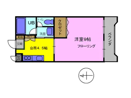 新興コーポI(1DK/1階)の間取り写真