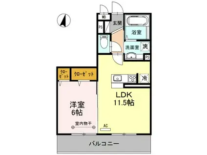 エミネンスIII(1LDK/2階)の間取り写真