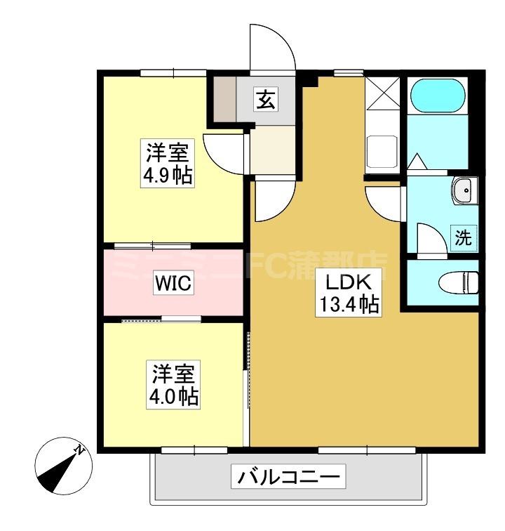 フォーレス西田B(2LDK/2階)の間取り写真