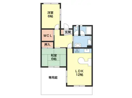 エクセル高松(2LDK/1階)の間取り写真