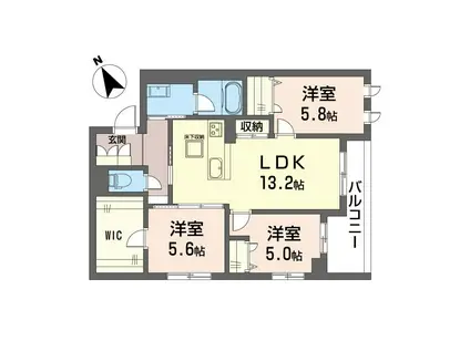 セントリビエ(3LDK/1階)の間取り写真