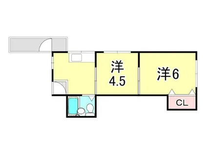 シャトー御影(2K/4階)の間取り写真