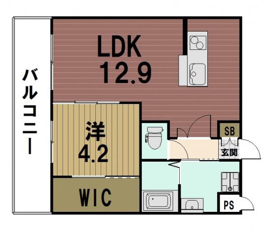 ファーストステージ岬(1LDK/1階)の間取り写真