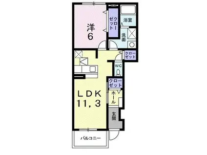 ベーシックスクエアS(1LDK/1階)の間取り写真