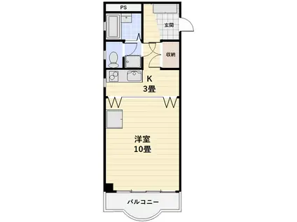 ベルマンション(1K/3階)の間取り写真