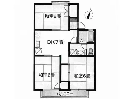 パレーシャル牛田(3DK/2階)の間取り写真
