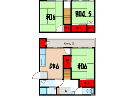 水神町青山ハイツ(3DK/1階)の間取り写真