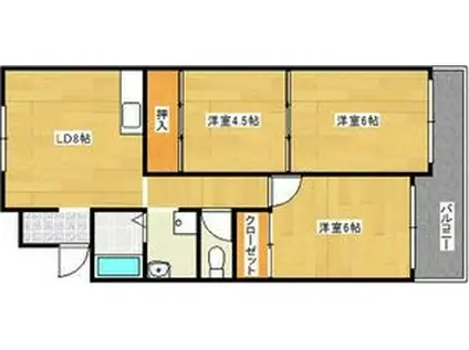 ハイツ富士(3LDK/4階)の間取り写真