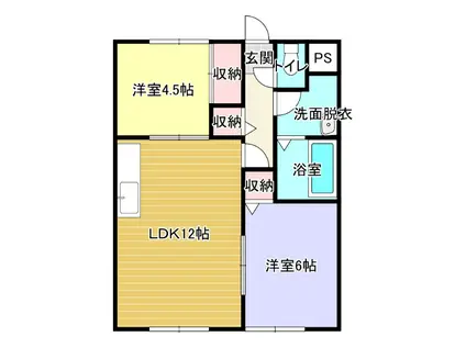 第2日新マンション(2LDK/6階)の間取り写真