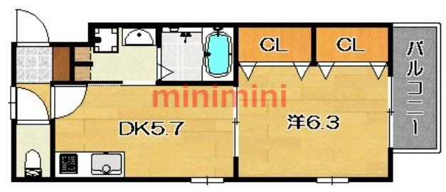 SAKURA7(1DK/1階)の間取り写真