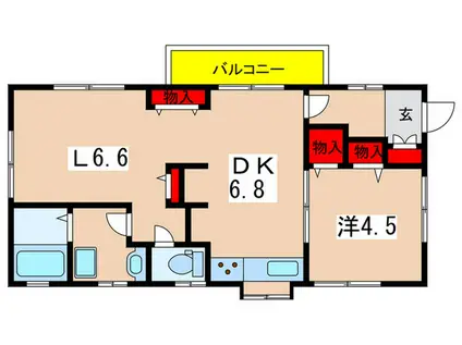 野崎ヴィラ(1LDK/2階)の間取り写真