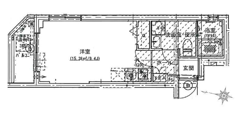 CREAL PREMIER目黒(ワンルーム/3階)の間取り写真