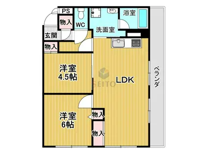 フィルドスルー司マンション(2LDK/2階)の間取り写真