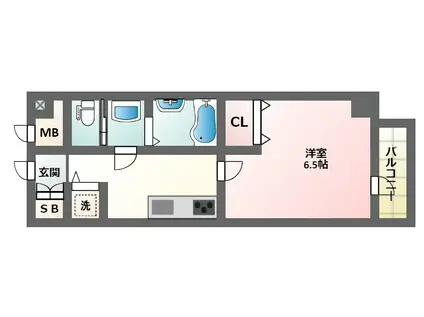 フォレスタ長居(1K/9階)の間取り写真