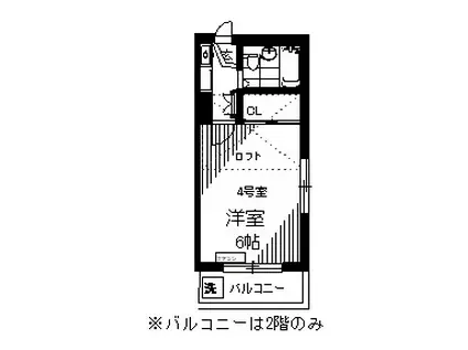 ノーリーズン柏(1K/2階)の間取り写真