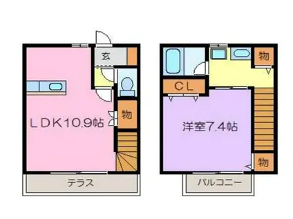 ローズガーデン(1LDK/1階)の間取り写真