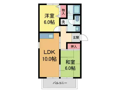 ヴェール伊丹B(2LDK/1階)の間取り写真