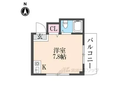 プラザ香里(ワンルーム/2階)の間取り写真