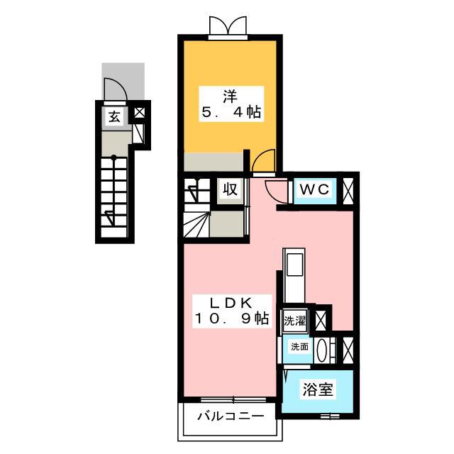 ルラール アドバンス(1LDK/2階)の間取り写真