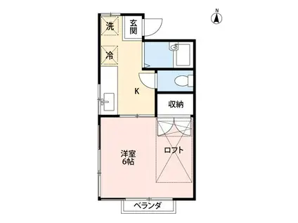 トレス所沢A(1DK/2階)の間取り写真