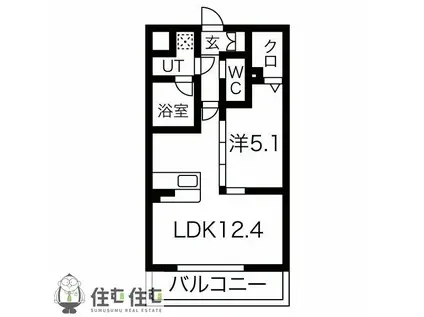 第三平野レジデンス(1LDK/2階)の間取り写真