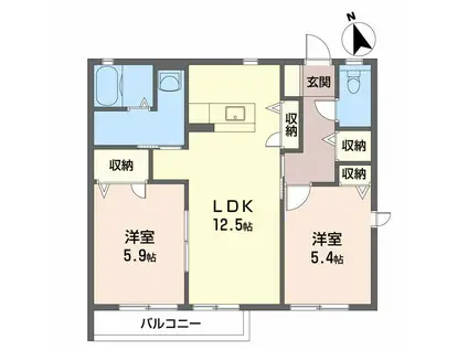 Uハイツ カリス(2LDK/2階)の間取り写真