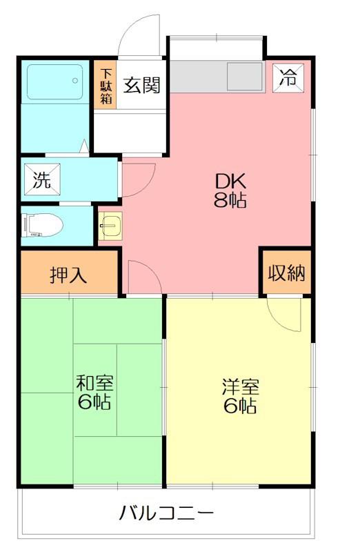 レーベンハイム21C棟(2DK/1階)の間取り写真