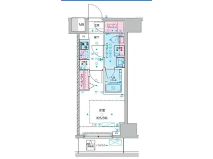 ジェノヴィア西川口III(1K/5階)の間取り写真