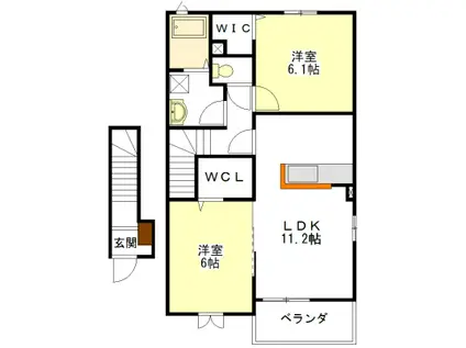 サニーハイツSEINAI III(2LDK/2階)の間取り写真