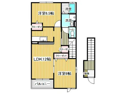 ヴィラ・ブリーゼA(2LDK/2階)の間取り写真