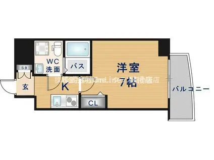 セレニテ上町台(1K/8階)の間取り写真