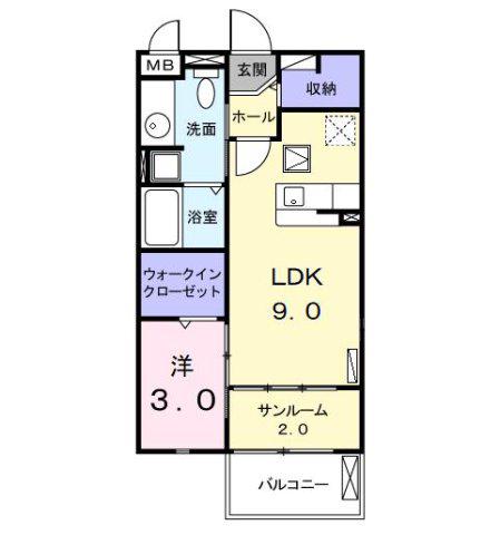 シュティル ブリーゼ(1LDK/1階)の間取り写真