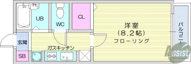 CASA茉莉花2(1K/1階)の間取り写真