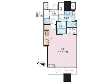 パークコート渋谷 ザ タワー(ワンルーム/12階)の間取り写真