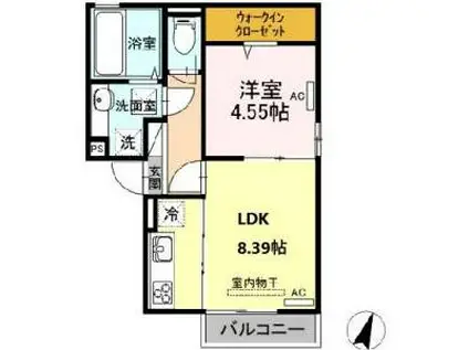 プードリエ本町(1LDK/1階)の間取り写真