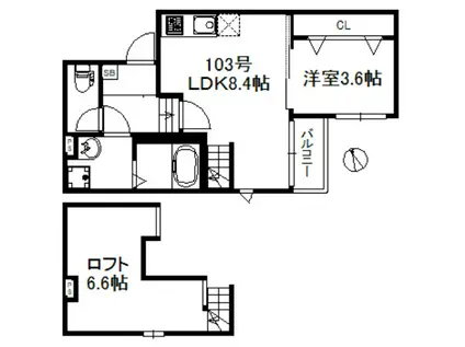 ポラリス久留米ウエスト 716(1LDK/1階)の間取り写真