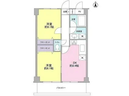 シェレ祇園(2DK/3階)の間取り写真