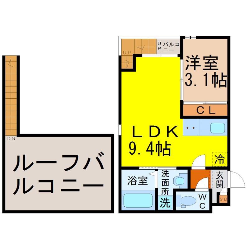 GRANDTIC RESIDENCE堀田(1LDK/2階)の間取り写真