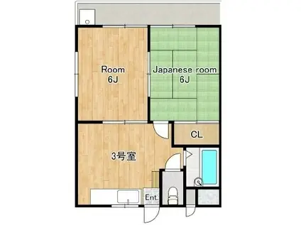 エクセレント友鶴(2DK/2階)の間取り写真