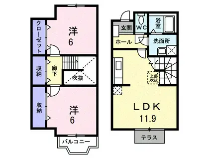 サンシャイン三田 A(2LDK/1階)の間取り写真